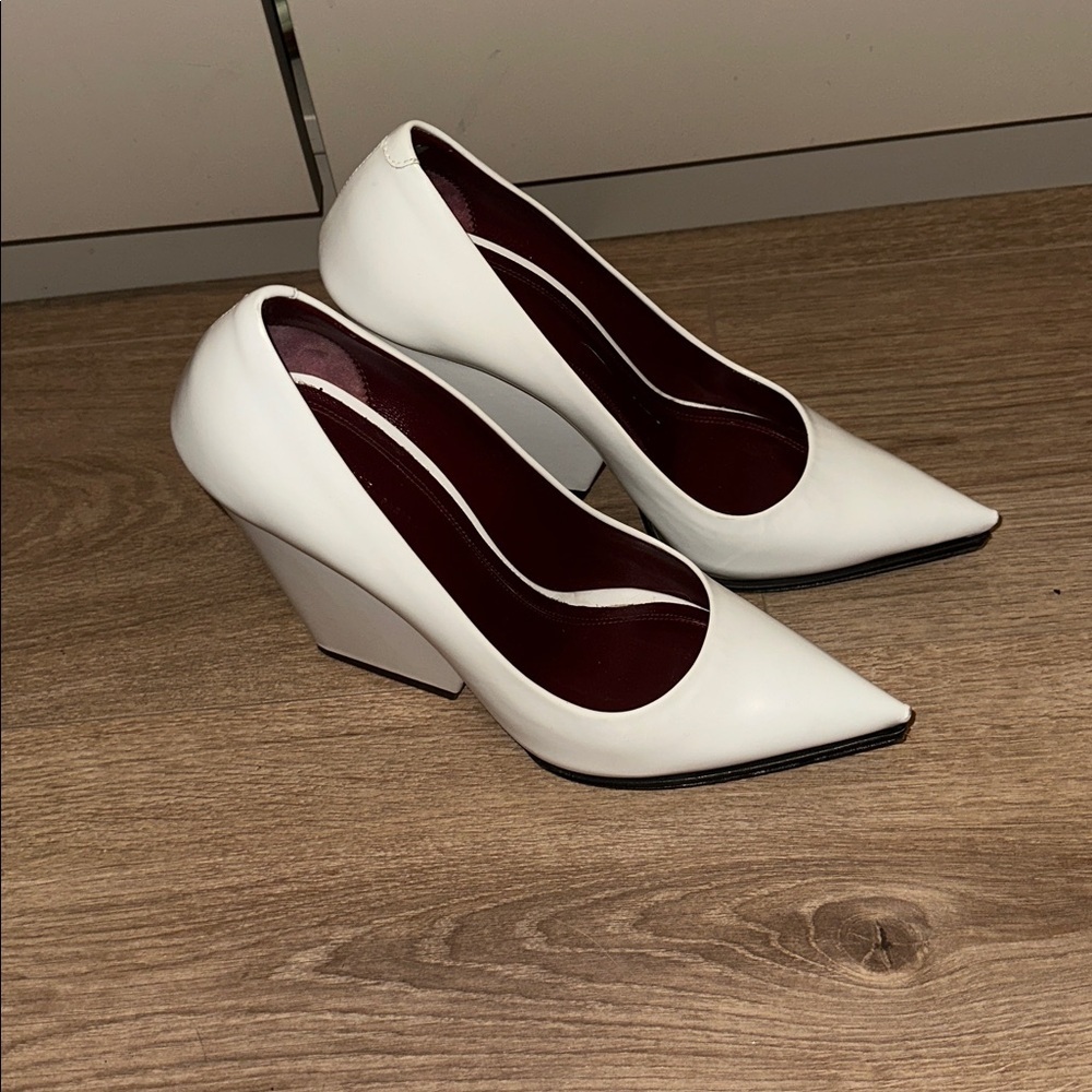 Celine White Wedge Heels size 35.5 - Picture 2 of 8